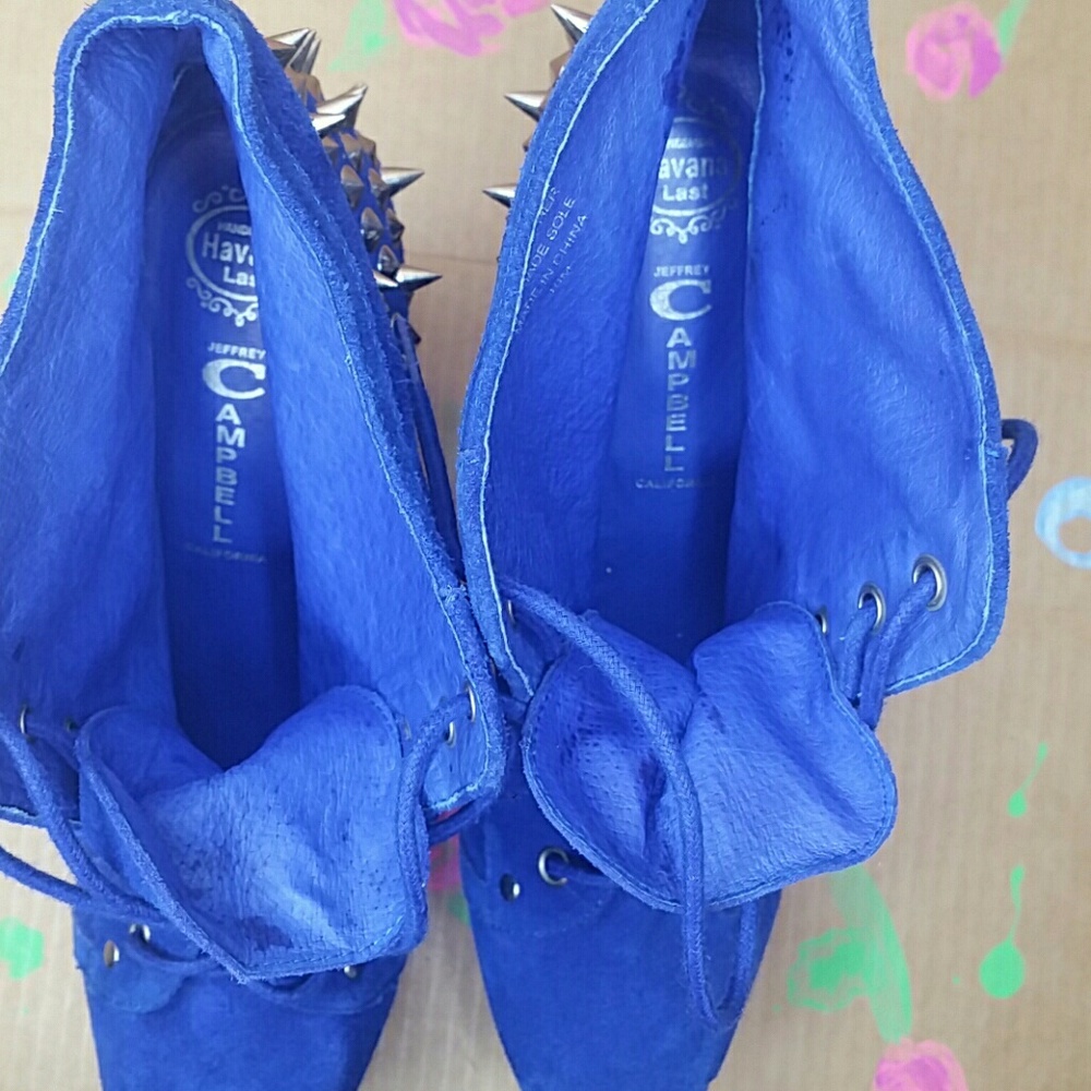 Jeffrey Campbell Blue Suede Spike Boots Size 10 - Picture 6 of 7